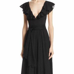 Jill Jill Stuart Bridesmaid - Deep V-neck Chiffon Ruffle Gown Dress Size 8
